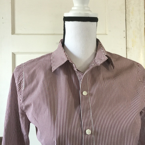 J Crew Red and White Stripe Button Up - Picture 2 of 5